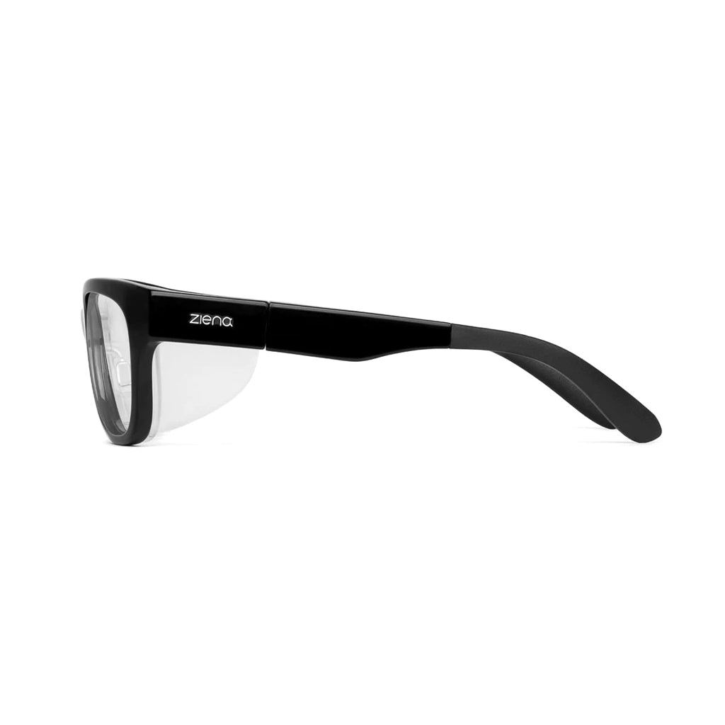 Ziena Marina in Glossy Black Frame with Frost Eyecup and Clear Lens side view