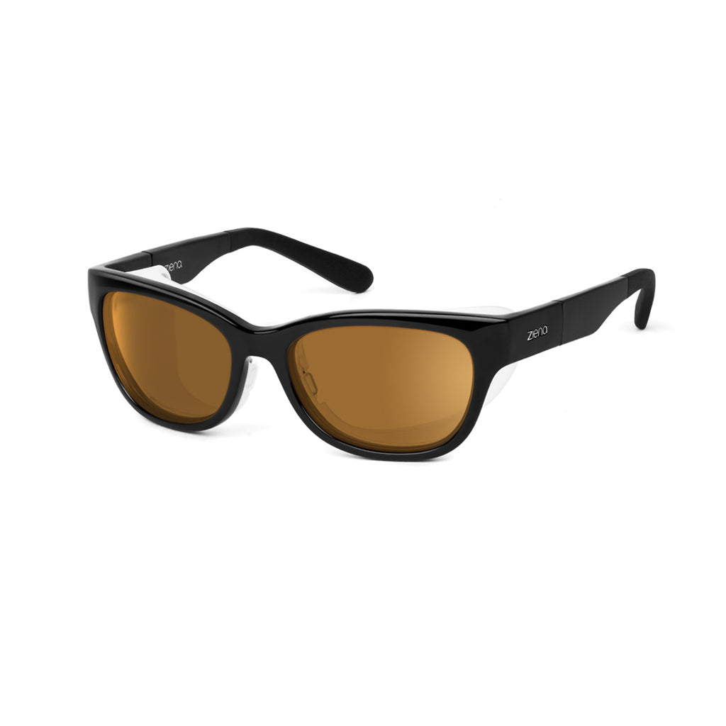 Ziena Marina in Glossy Black Frame with Frost Eyecup and Copper Lens front view