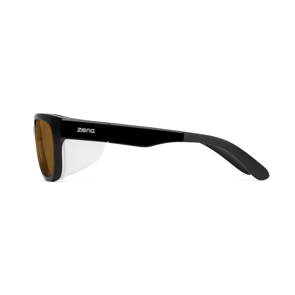Ziena Marina in Glossy Black Frame with Frost Eyecup and Copper Lens side view