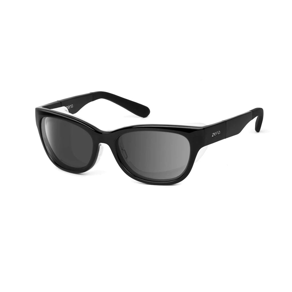 Ziena Marina in Glossy Black Frame with Frost Eyecup and Polarized Grey Lens front view