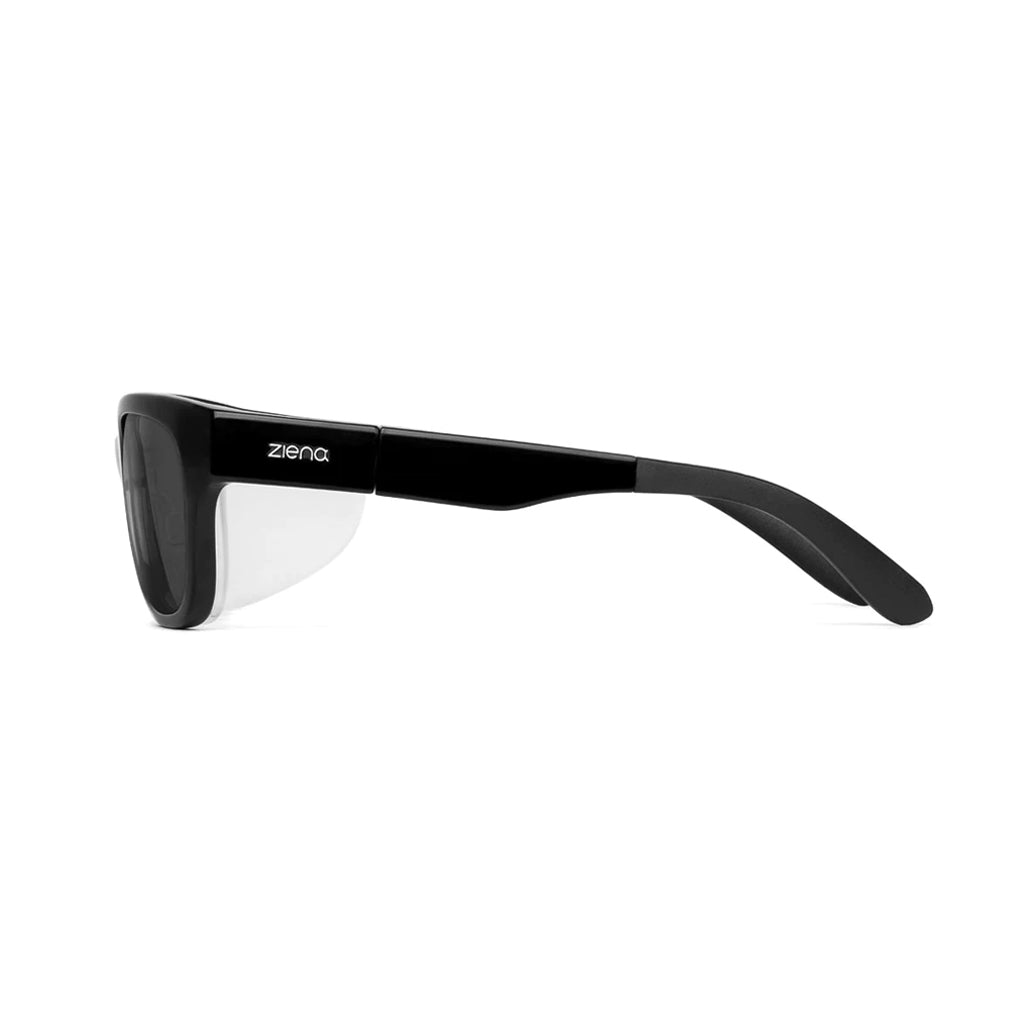 Ziena Marina in Glossy Black Frame with Frost Eyecup and Polarized Grey Lens side view