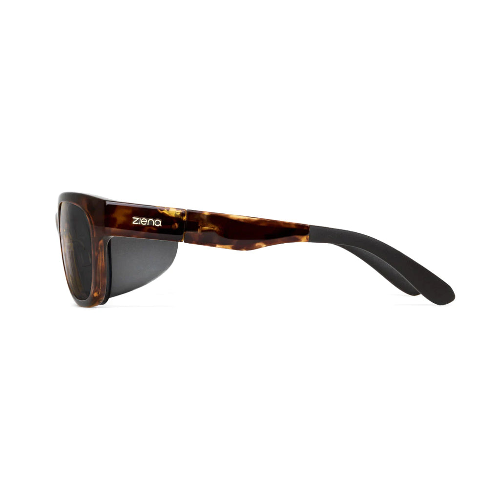 Ziena Marina in Tortoise Frame with Black Eyecup and Polarized Grey Lens side view