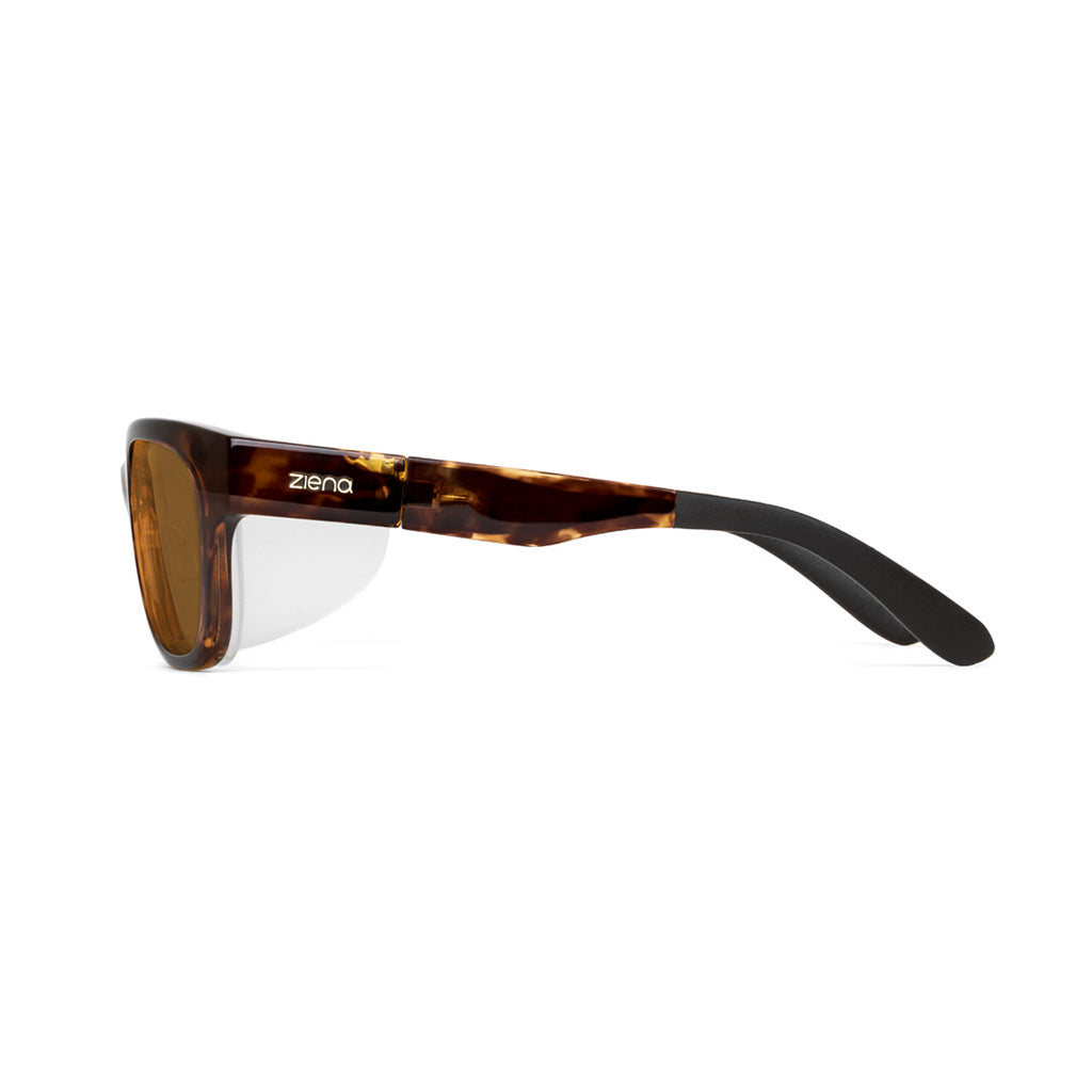 Ziena Marina in Tortoise Frame with Frost Eyecup and Copper Lens side view