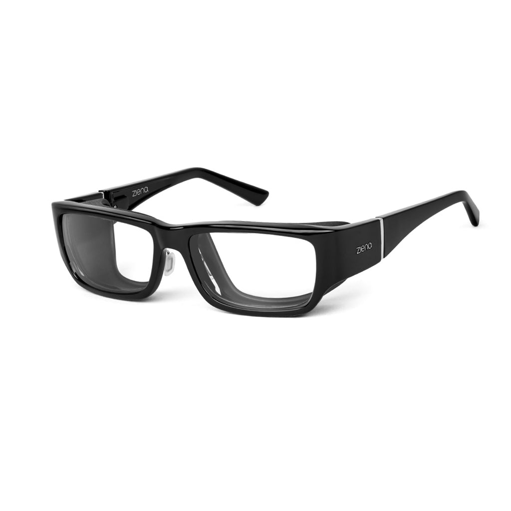 Ziena Nereus in Glossy Black Frame with Black Eyecup and Clear Lens profile view