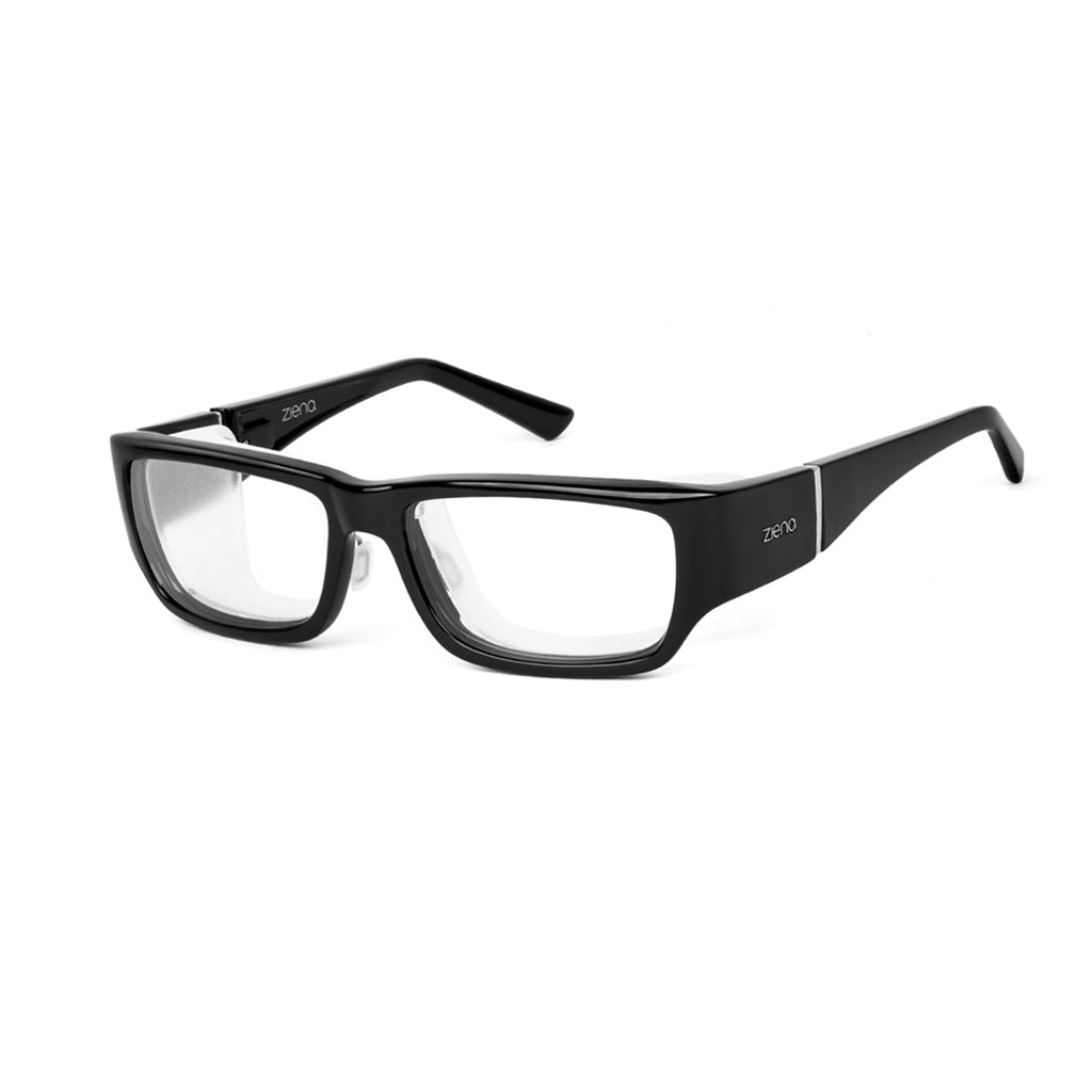 Ziena Nereus in Glossy Black Frame with Frost Eyecup and Clear Lens profile view