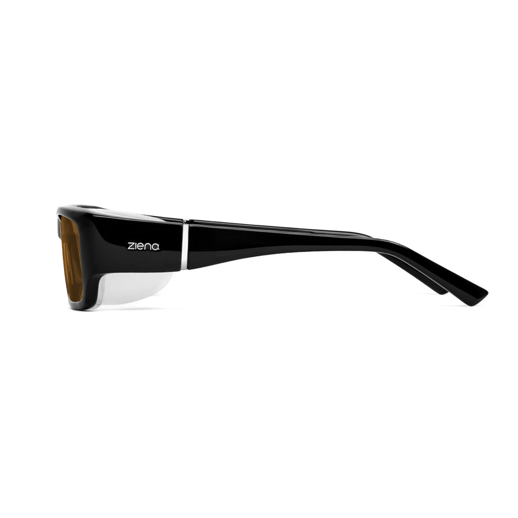 Ziena Nereus in Glossy Black Frame with Frost Eyecup and Copper Lens side view