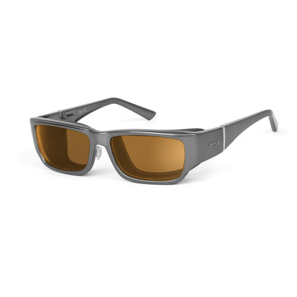Ziena Nereus in Titan Frame with Black Eyecup and Copper Lens profile view