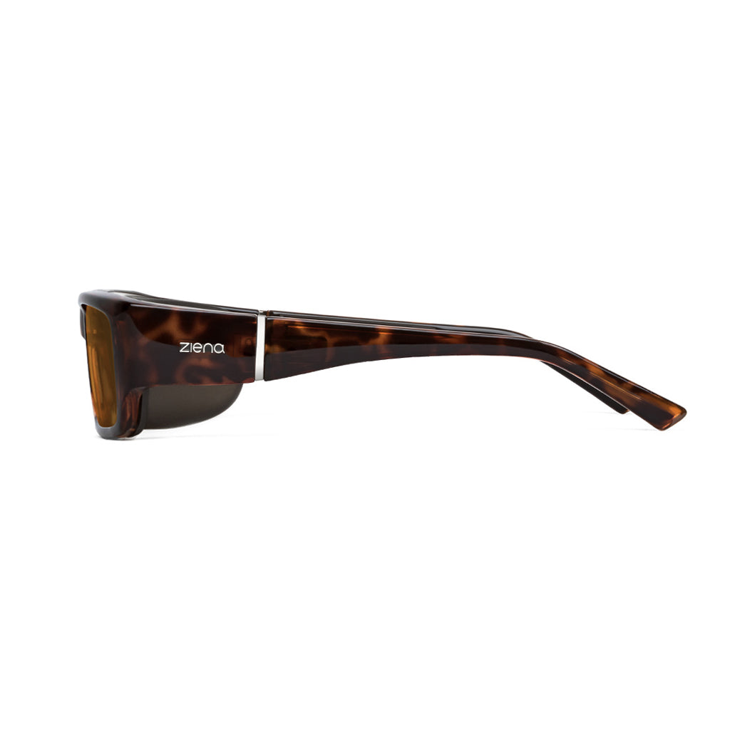Ziena Nereus in Tortoise Frame with Black Eyecup and Copper Lens side view