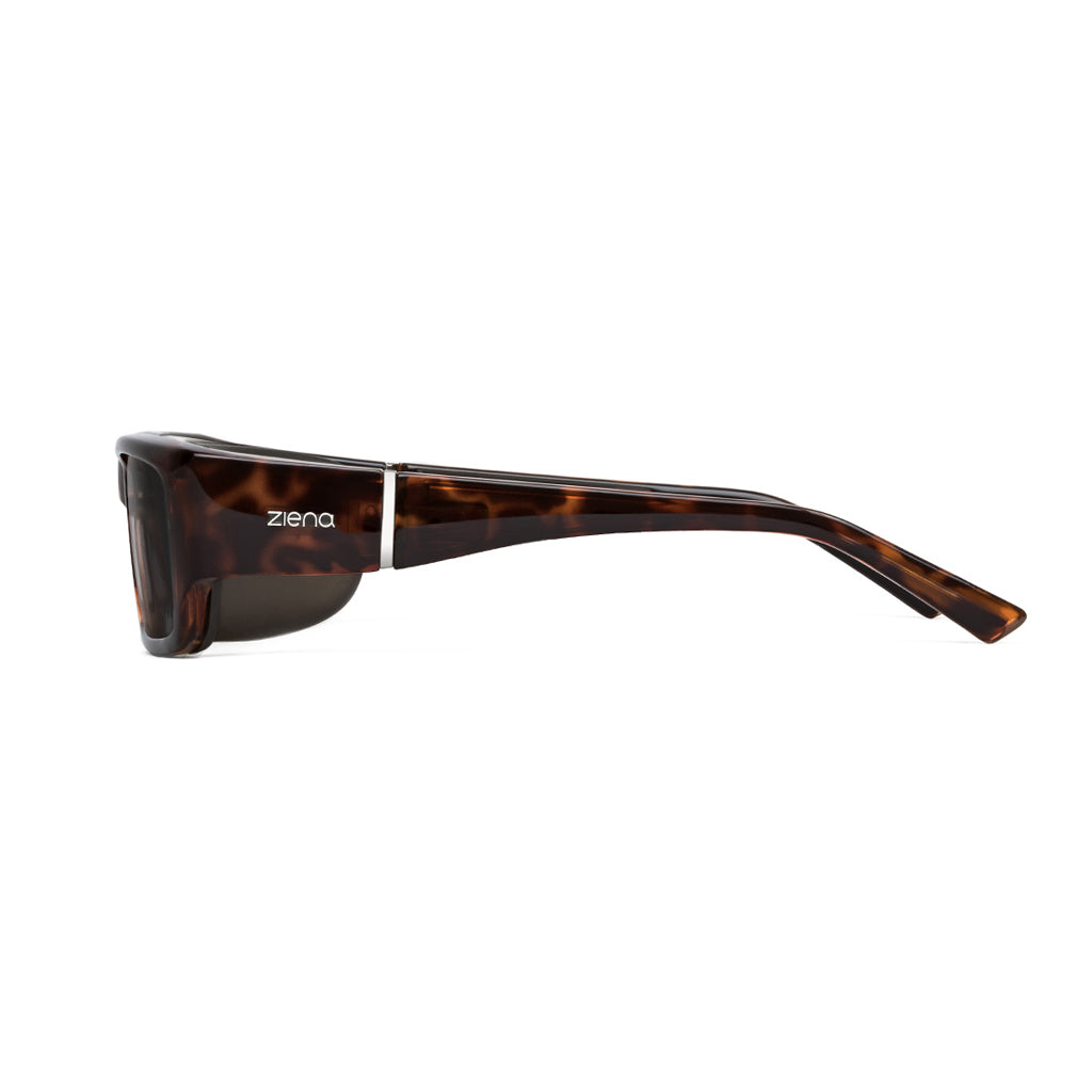 Ziena Nereus in Tortoise Frame with Black Eyecup and Polarized Grey Lens side view