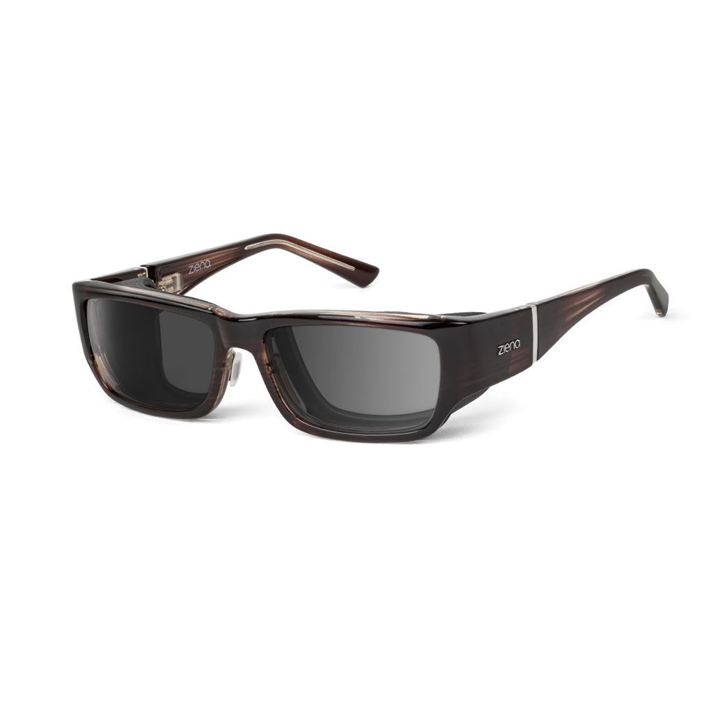 Ziena Nereus in Veneer Frame with Black Eyecup and Polarized Grey Lens profile view