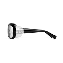 Load image into Gallery viewer, Ziena Oasis in Glossy Black Frame with Frost Eyecup and Clear Lens side view
