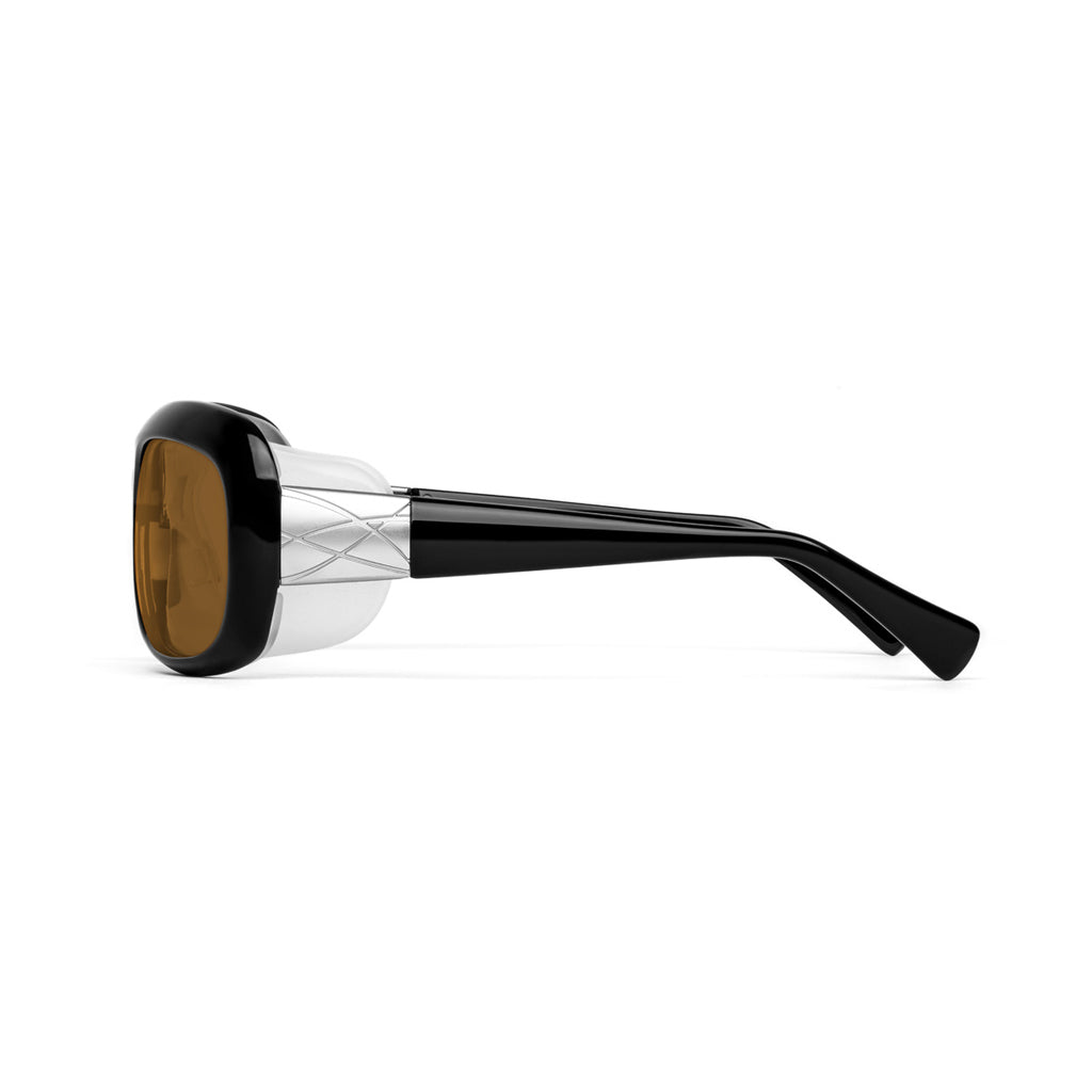 Ziena Oasis in Glossy Black Frame with Frost Eyecup and Copper Lens side view