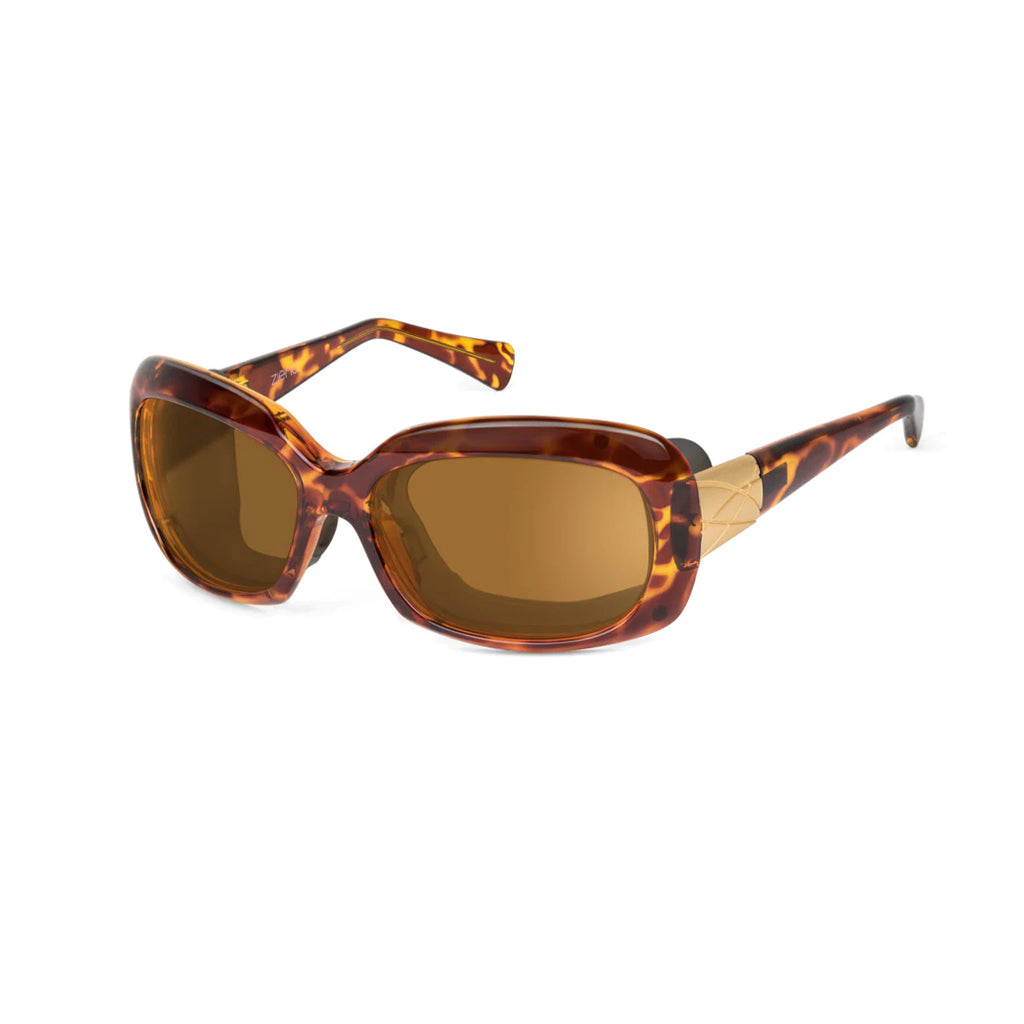 Ziena Oasis – Tortoise Frame with Black Eyecup and Copper Lens profile view