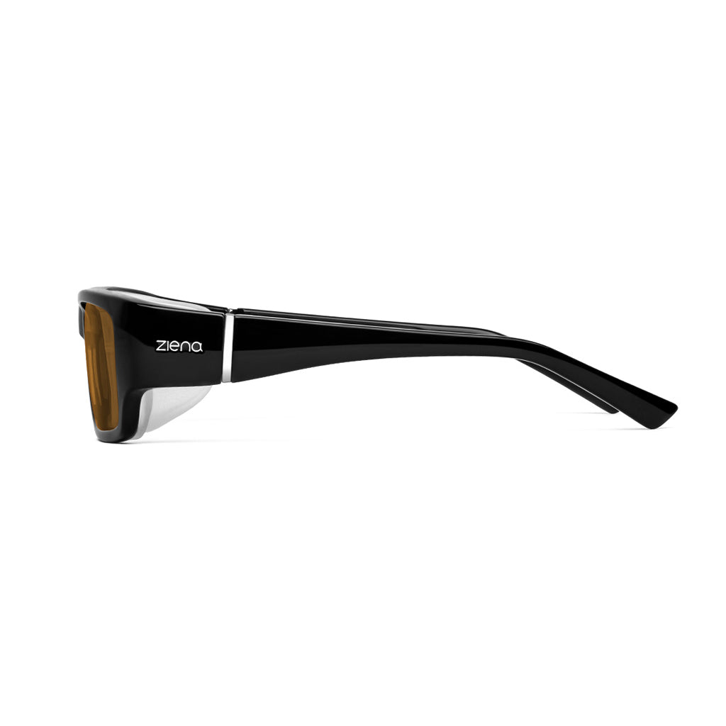 Ziena Seacrest in Glossy Black Frame with Frost Eyecup and Copper Lens side view