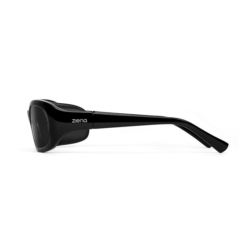 Ziena Verona in Glossy Black Frame with Black Eyecup and Grey Lens side view