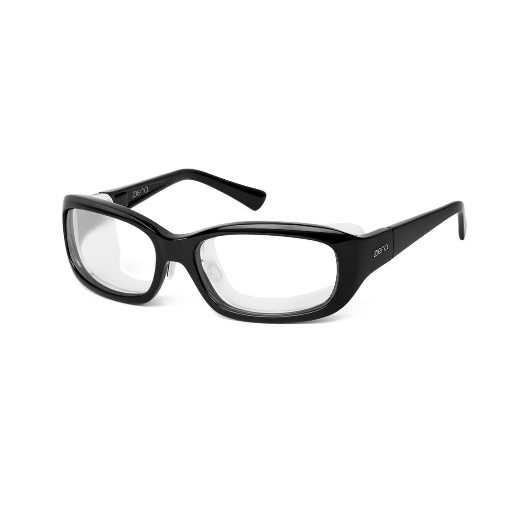 Ziena Verona in Glossy Black Frame with Frost Eyecup and Clear Lens profile view