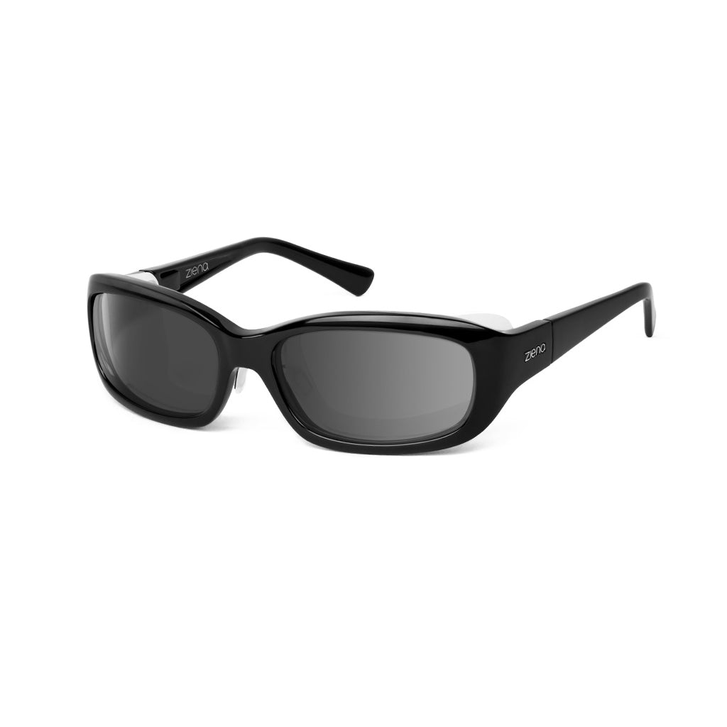 Ziena Verona in Glossy Black Frame with Frost Eyecup and Grey Lens profile view