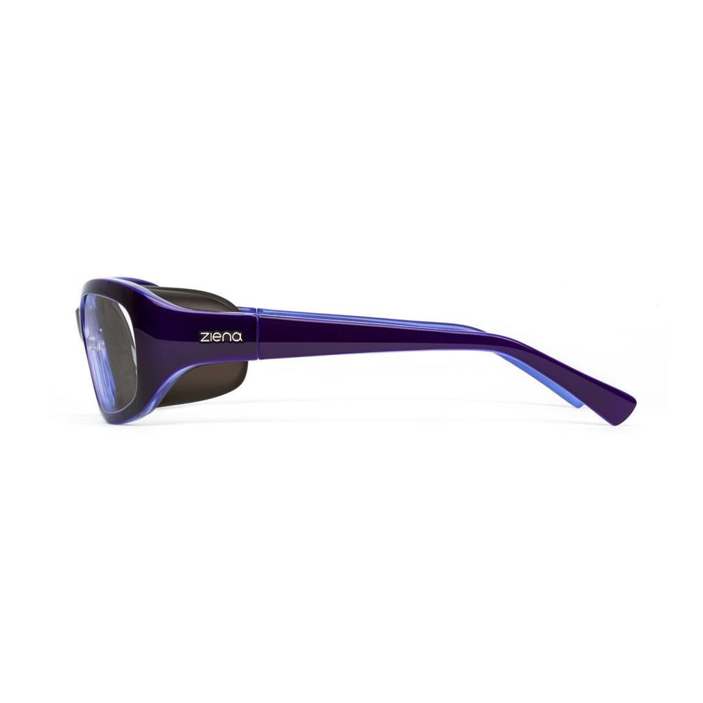 Ziena Verona in Lilac Frame with Black Eyecup and Clear Lens side view
