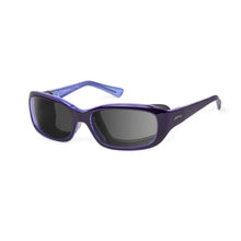 Load image into Gallery viewer, Ziena Verona in Lilac Frame with Black Eyecup and Grey Lens profile view
