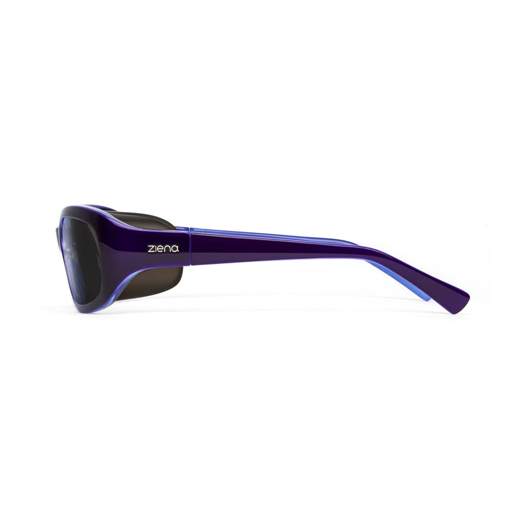 Ziena Verona in Lilac Frame with Black Eyecup and Grey Lens side view