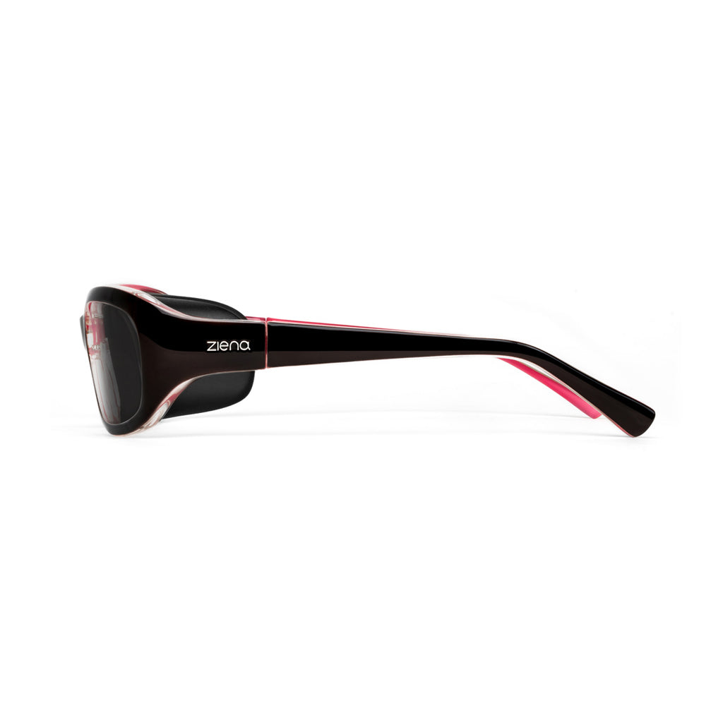 Ziena Verona in Rose Frame with Black Eyecup and Grey Lens side view