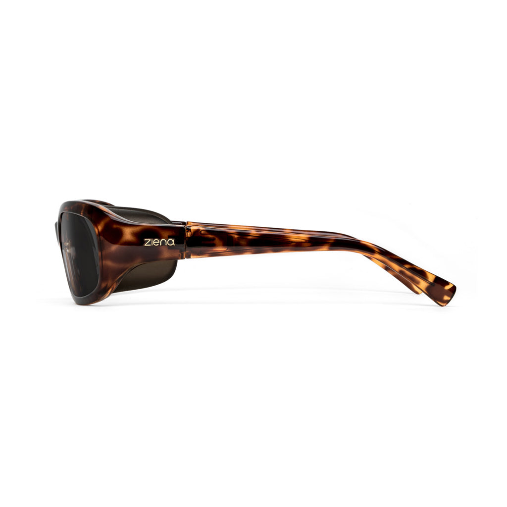 Ziena Verona in Tortoise Frame with Black Eyecup and Grey Lens side view