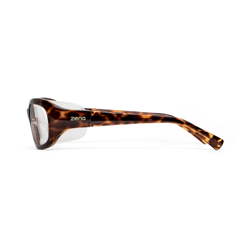 Ziena Verona in Tortoise Frame with Frost Eyecup and Clear Lens side view