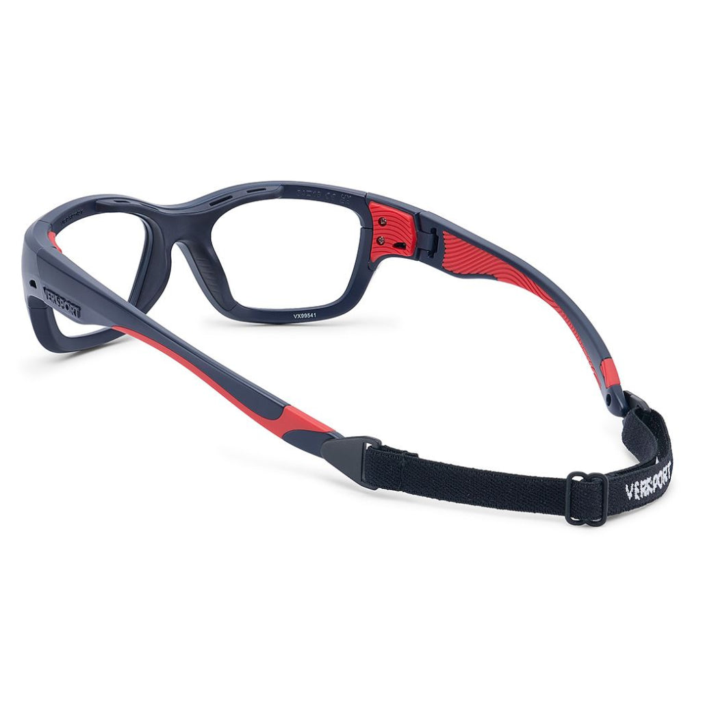 Versport Ares Matte Navy Red with strap rear angled view