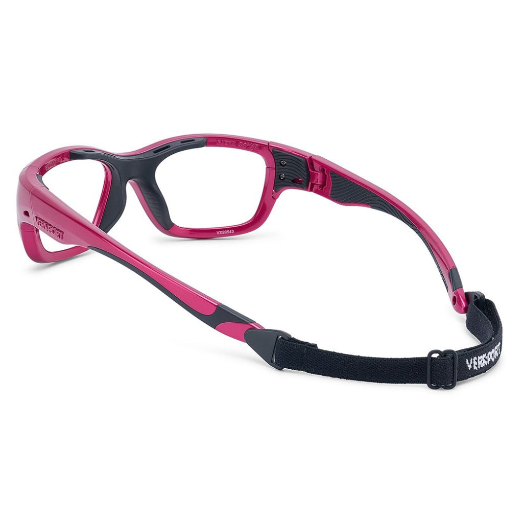 Versport Ares Pearl Raspberry Black with strap rear angled view