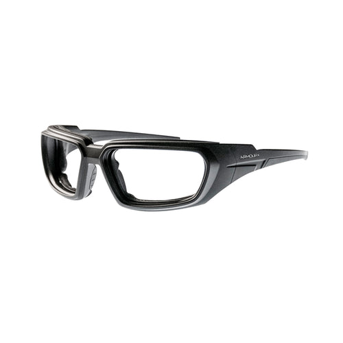 ArmouRx Safety Glasses Model 6015A Asian Fit in Black Grey angled view