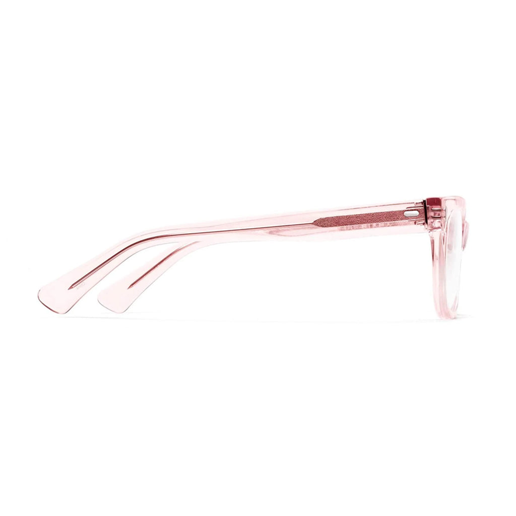 Caddis Bixby Reading Glasses in Clear Pink side view