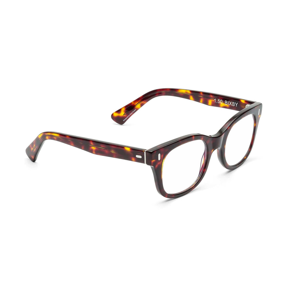 Caddis Bixby Reading Glasses in Turtle angled view