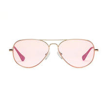 Load image into Gallery viewer, Caddis Mabuhay Reading Glasses in polished gold frame and light rose lenses front view
