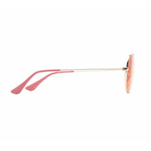 Load image into Gallery viewer, Caddis Mabuhay Reading Glasses in polished gold frame and light rose lenses side view
