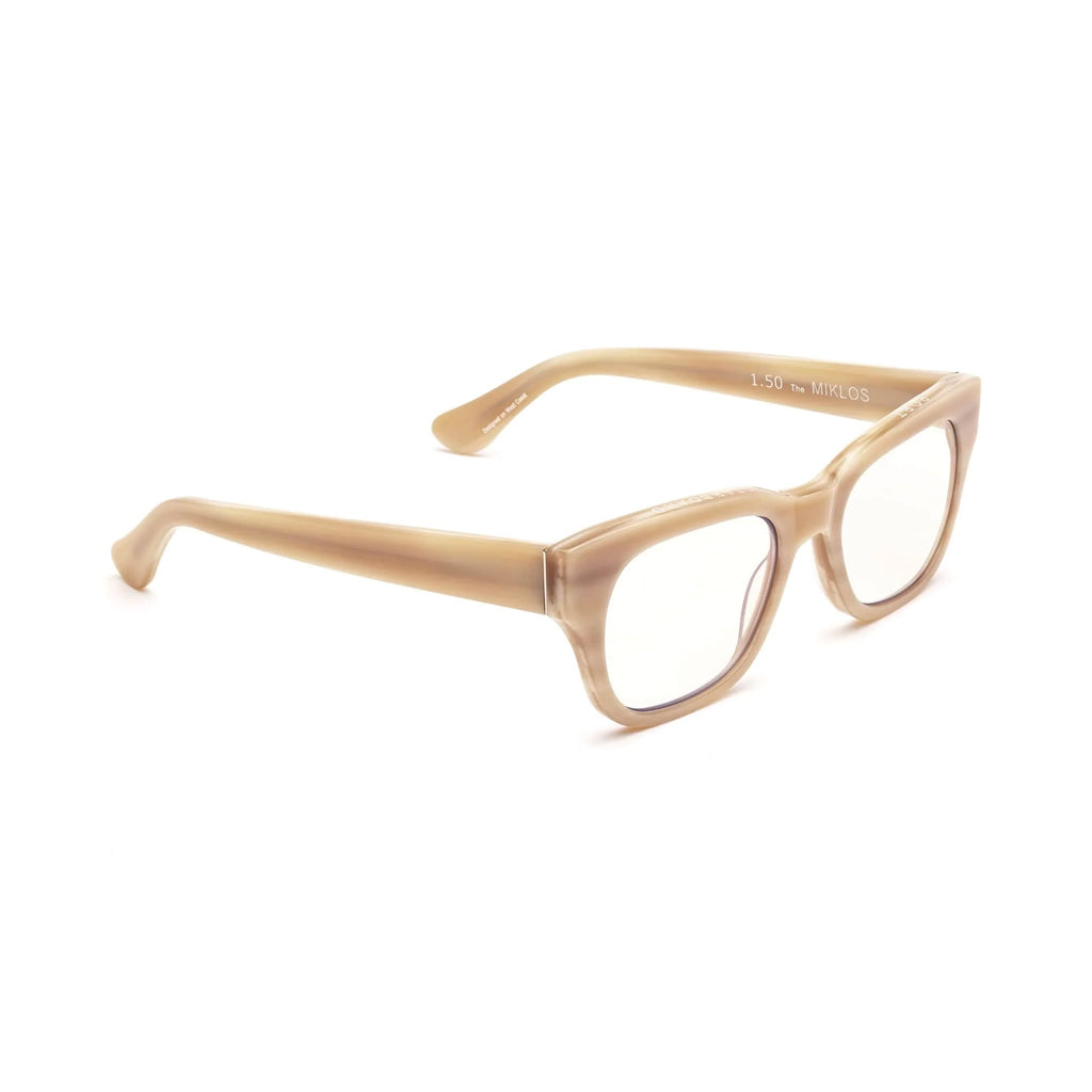 Caddis Miklos Reading Glasses in Polished Bone angled view