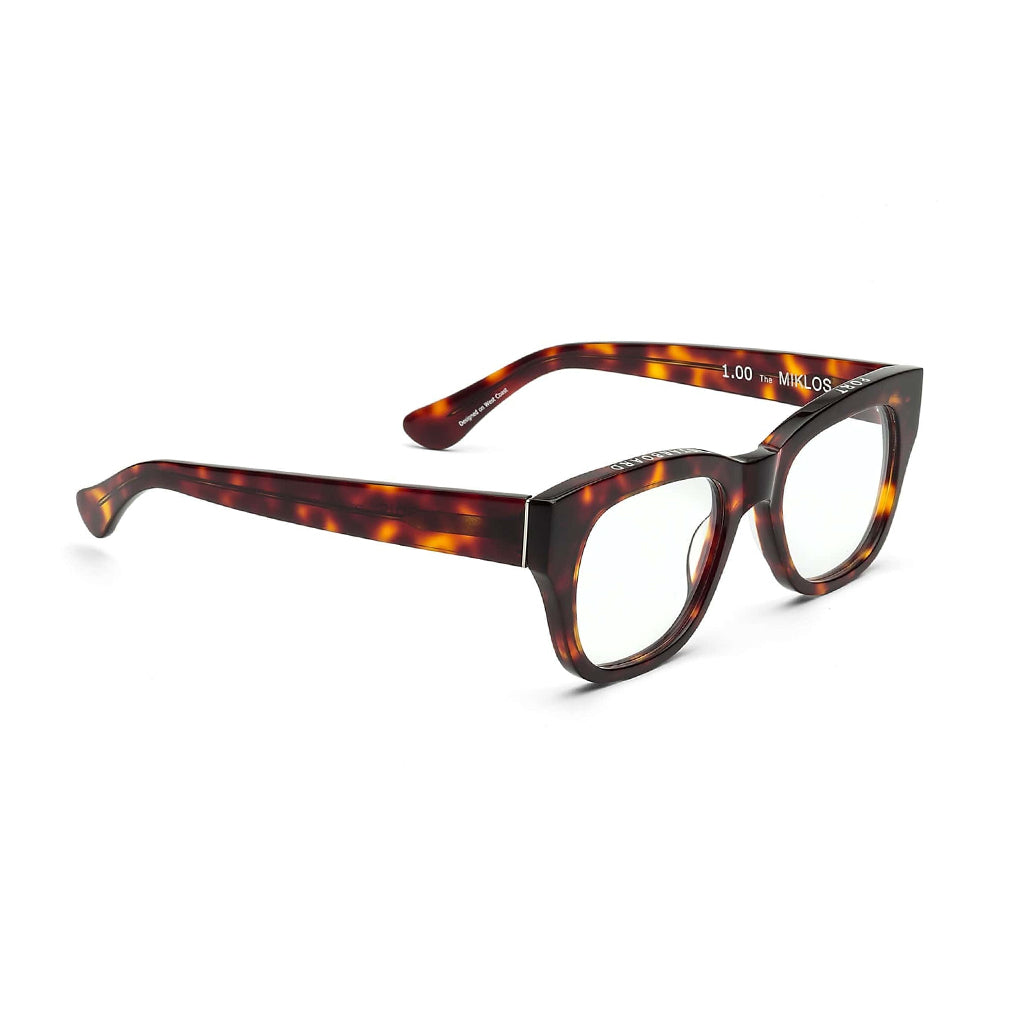 Caddis Miklos Reading Glasses in Turtle angled view