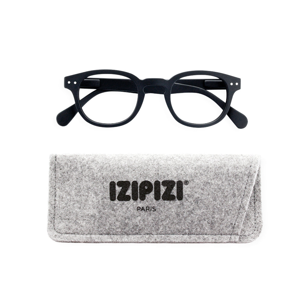 Izipizi Reading Glasses C in Black with Grey Felt Carrying Case