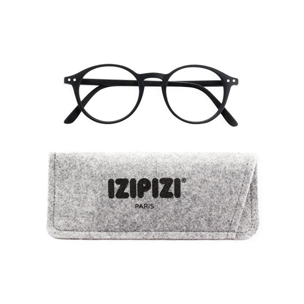 Izipizi Reading Glasses D in Black with Grey Felt Carrying Case