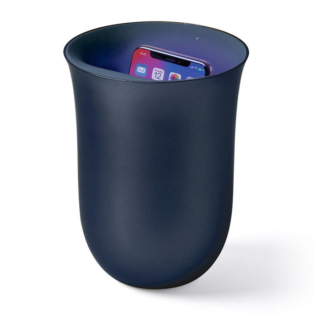 Lexon Oblio Wireless Charging Station and UV Sanitizer - Navy Blue