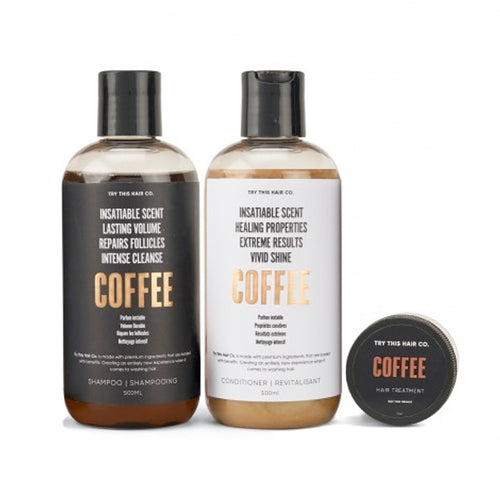 Try This Hair Co. Coffee Hair Care Trio - Shampoo, Conditioner and Hair Treatment